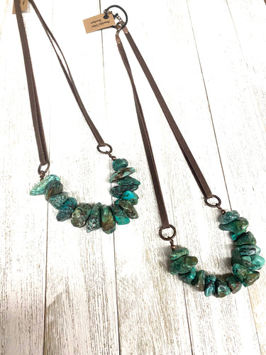 Natural Turquoise Leather Cord Necklace