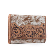 Tooled Leather Accent Cowhide Mini Wallet