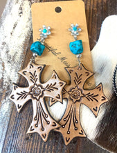 Leather Cross Dangle Earrings