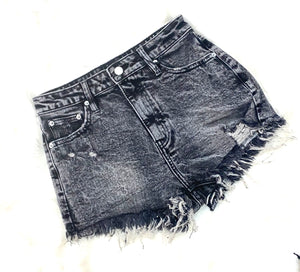 Black-Grey Denim Shorts