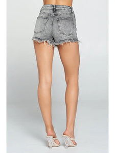 Black-Grey Denim Shorts