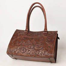Genuine Tooled Leather  Structured Tote Bag