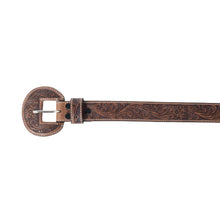 Lariat Rose Tooled Leather Belt in Brown