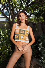 🌼 Embroidered Floral Mosaic Crochet Top 🌼 Mustard Combo