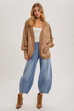 DENIM MID-WAIST DRAWSTRINGS BARREL JEANS LIGHT WASH