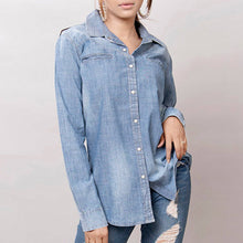 Turquoise Fever Genuine Tooled Leather Accent Pearl Snap Denim Top