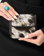 Loyal West Sophia Mini Wallet In Black & White Cowhide Leather