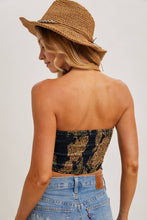 PAISLEY SATIN BANDANA TUBE TOP in TEAL