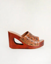 Loyal West Desert Wanderer Sandals - Dark Brown Handtooled Leather