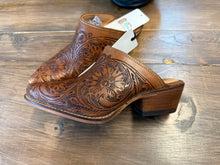 Valeria Hand-Tooled Mules in Brown