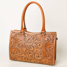 Genuine Tooled Leather  Structured Tote Bag