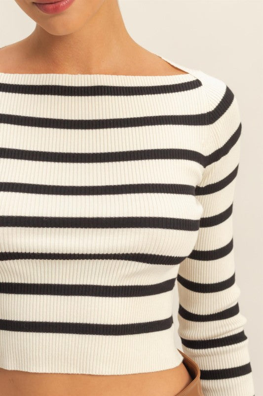 The Timeless Stripe Knit Top in Black & White