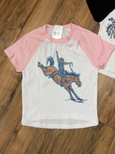 Buckin' Horse Baby Tee with Baby Pink Cap Sleeves