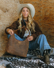 Loyal West Large Hoop Bag in Brunette Leather