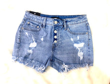 Medium Wash - Five Button Front Denim Shorts