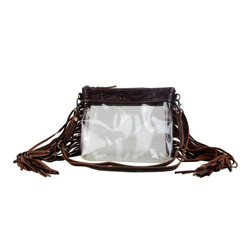 Intricately Clear Tooled Fringe Bag