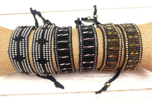 Midnight Pull-Close Stacking Bracelets