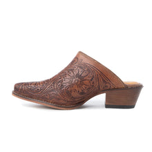 Valeria Hand-Tooled Mules in Brown