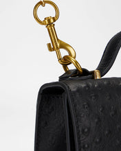 Loyal West Valencia Ostrich Leather Bag in Black