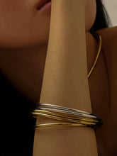 Olyss 18K White & Yellow Gold Non-Tarnish Classic Thin Bangle Set