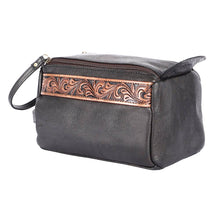 Genuine Leather Toiletry Bag in Worn Brown