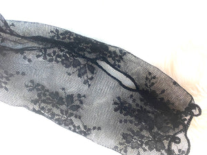 Mesh Overlay Long Sleeve Top in Black Lace