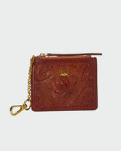 Loyal West Sophia Credit Card Holder In Hand Tooled Leather in Turquoise