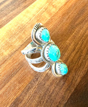 The Tango Sterling Silver with Turquoise Stones Ring, Size 6