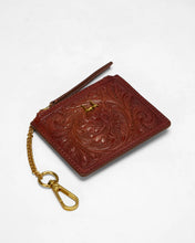 Loyal West Sophia Credit Card Holder In Hand Tooled Leather in Turquoise