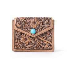 Azure Bloom Leather Card Holder Wallet
