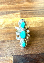 The Tango Sterling Silver with Turquoise Stones Ring, Size 6