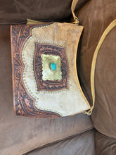 Natural Cowhide & Genuine Tooled Leather Women Crossbody Conceal Carry Purse