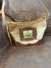 Natural Cowhide & Genuine Tooled Leather Women Crossbody Conceal Carry Purse