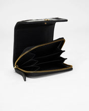 Loyal West Sophia Mini Wallet In Black & White Cowhide Leather