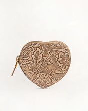 Embossed Leather Heart Coin Pouch