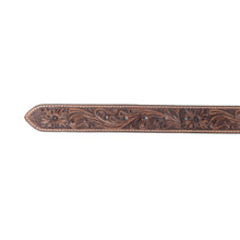 Lariat Rose Tooled Leather Belt in Brown