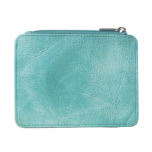 Driftwood Cove Embossed Leather Credit Card Wallet in Ocean Sage