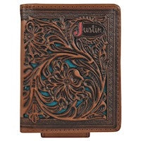 Justin Brand Tooled Turquoise Card Wallet