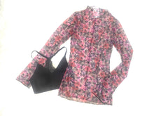 Mesh Overlay Long Sleeve Top in Floral Print