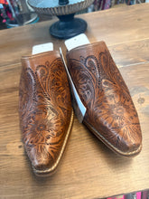 Valeria Hand-Tooled Mules in Brown
