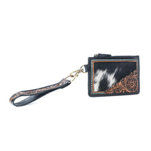 Apache Twilight Handtooled Hairon Leather Card Holder In Midnight Hide