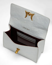 Loyal West Valencia Ostrich Leather Bag in White