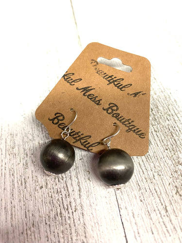 Silver Navajo Bead Earring