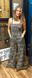 Wild About You Denim Jumpsuit in Leopard