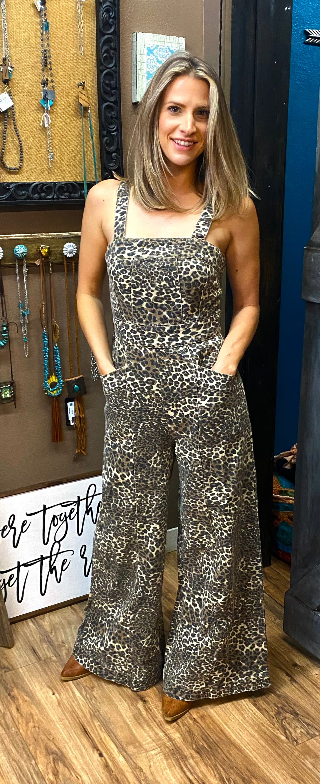 Wild About You Denim Jumpsuit in Leopard
