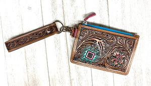 The Go-To Tooled Leather Card Case with Wrist Strap