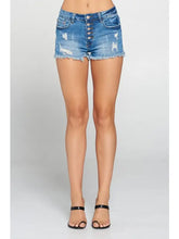 Medium Wash - Five Button Front Denim Shorts