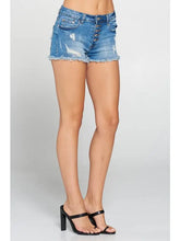 Medium Wash - Five Button Front Denim Shorts