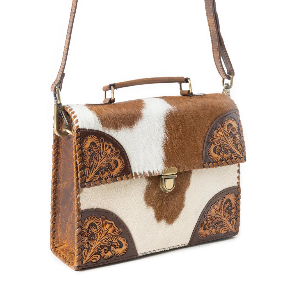 Dakota Dusk Handtooled Leather & Cowhide Shoulder Bag