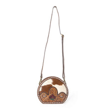 Rosemark Handtooled Leather & Cowhide Round Bag
